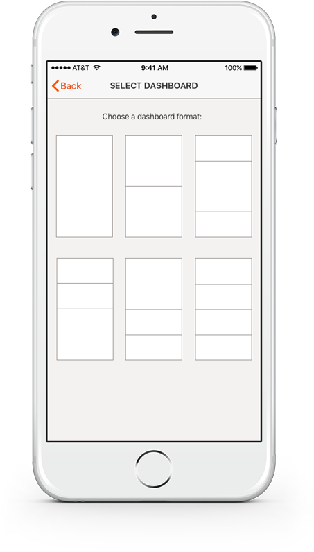 popSLATE iOS app, select dashboard template