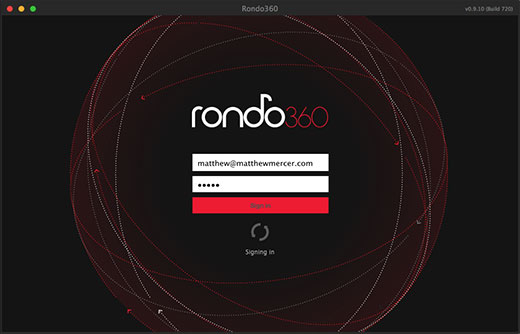 Rondo360 sign-in view
